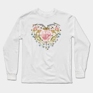 Watercolor Heart Flowers Long Sleeve T-Shirt